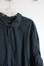 Synrgy Stretch Dark Green Patterned Button Down Shirt | 3XL Tall