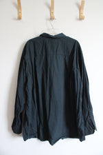 Synrgy Stretch Dark Green Patterned Button Down Shirt | 3XL Tall