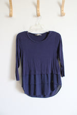 Michael Kors Navy Sheer Layered Top | XS
