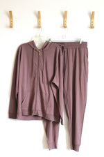 Starting Point Two Piece Ultrasoft French Terry Full Zip Light Mauve Hoodie with Matching Joggers | XL