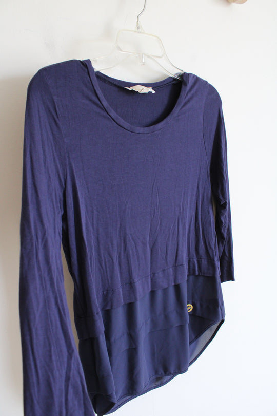 Michael Kors Navy Sheer Layered Top | XS