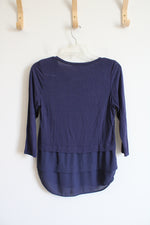 Michael Kors Navy Sheer Layered Top | XS