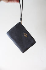 Coach Midnight Metallic Crossgrain Leather Wristlet