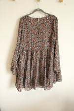 NEW Dress Forum Los Angeles Navy Blue Terracotta Tiered Chiffon Dress | S