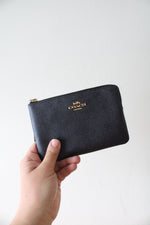 Coach Midnight Metallic Crossgrain Leather Wristlet