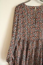 NEW Dress Forum Los Angeles Navy Blue Terracotta Tiered Chiffon Dress | S