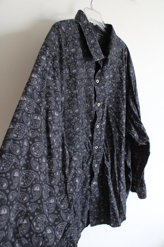 Synrgy Black & Gray Paisley Button Down Shirt | 3XL