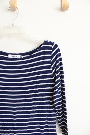 Just Fab Navy & White Striped Knit Dress | L