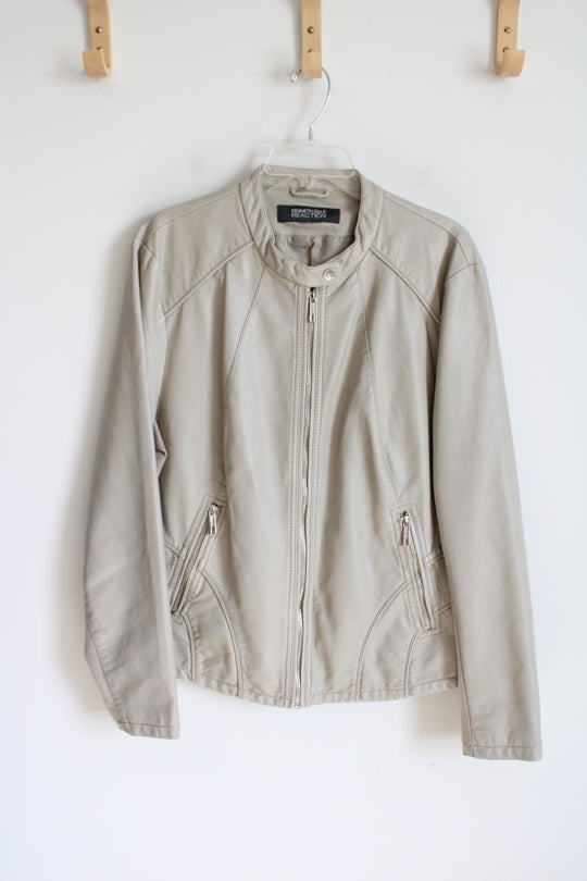 Kenneth Cole Vegan Leather Beige Jacket | XL