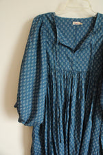 Faherty Lyla Prairie Blue Pattern Dress | L