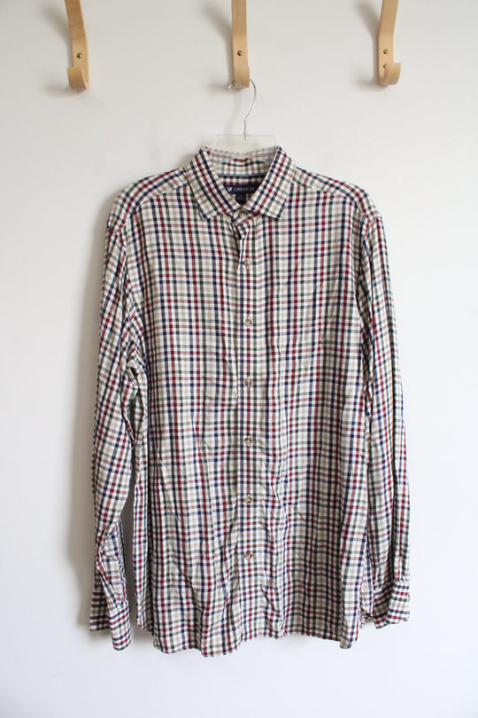Cremieux Blue Red Green & Tan Plaid Button Down Shirt | M