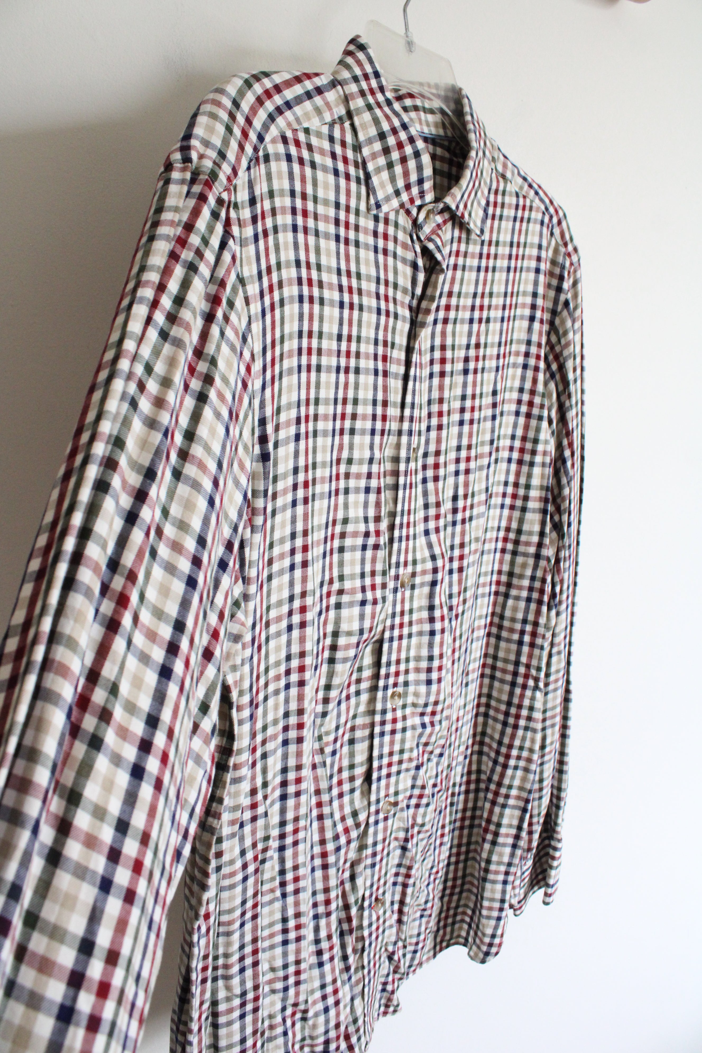Cremieux Blue Red Green & Tan Plaid Button Down Shirt Cremieux Blue Red Green & Tan Plaid Button Down Shirt