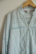 NEW Sundance Light Blue Eyelet Blouse | L