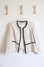 Kasper Cream & Black Multi-Colored Shimmer Heathered Open Jacket | 8 Petite