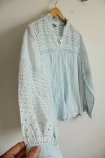 NEW Sundance Light Blue Eyelet Blouse | L