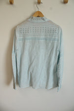 NEW Sundance Light Blue Eyelet Blouse | L