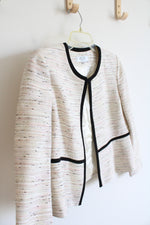 Kasper Cream & Black Multi-Colored Shimmer Heathered Open Jacket | 8 Petite