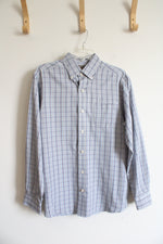 Cremieux Performance Blue Gray & White Plaid Button Down Shirt | M
