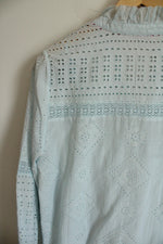 NEW Sundance Light Blue Eyelet Blouse | L