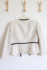 Kasper Cream & Black Multi-Colored Shimmer Heathered Open Jacket | 8 Petite
