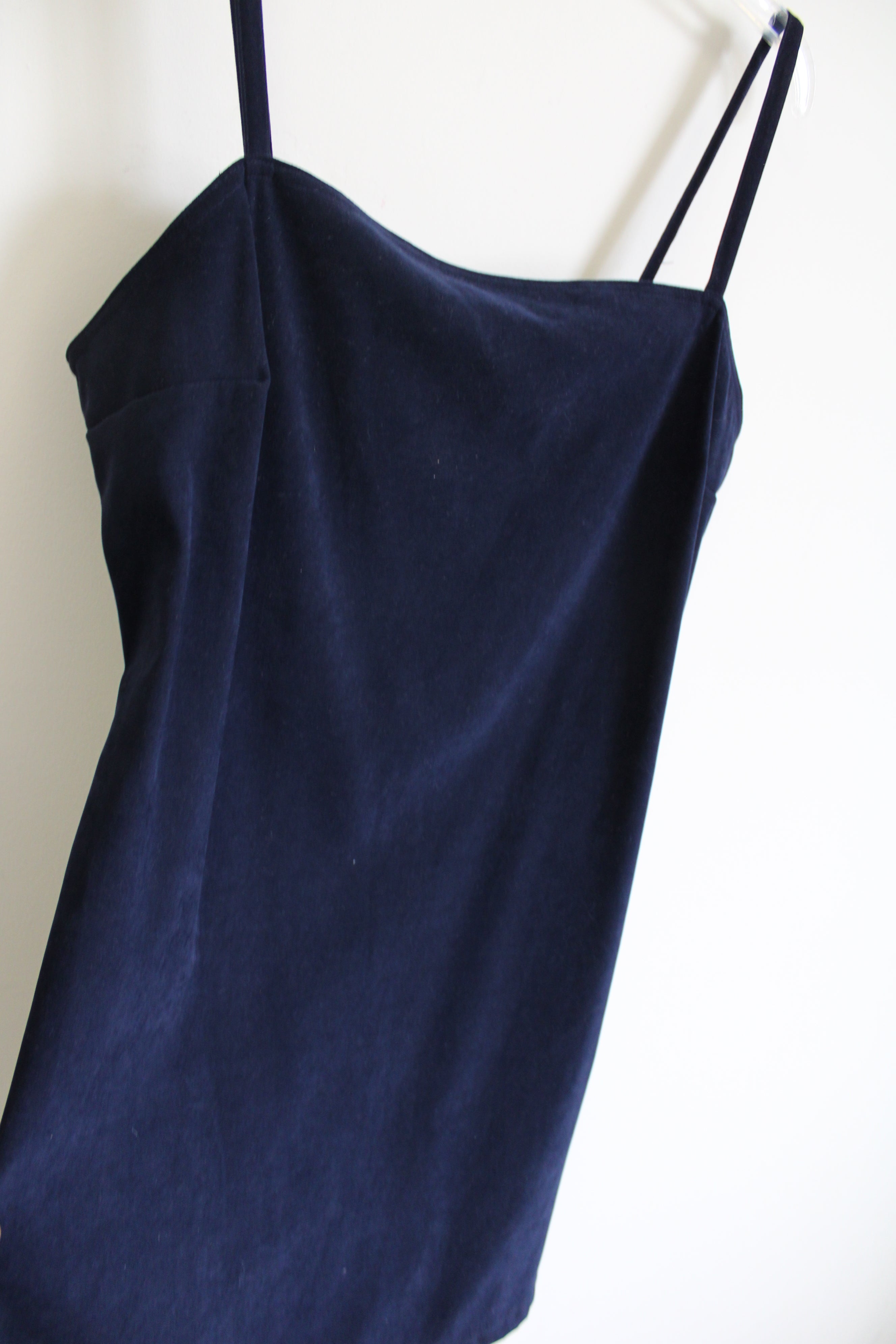 Vintage La Belle Navy Blue Sueded Mini Dress | 13 (XL/2X)