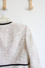 Kasper Cream & Black Multi-Colored Shimmer Heathered Open Jacket | 8 Petite