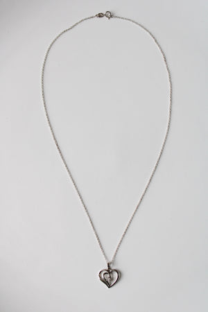 Hollow Heart Diamond Pendant Necklace