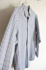 Cremieux Performance Blue Gray & White Plaid Button Down Shirt | M