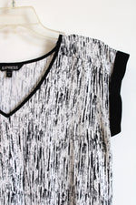Express Black & White V-Neck Shirt | S