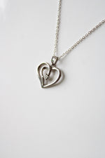 Hollow Heart Diamond Pendant Necklace