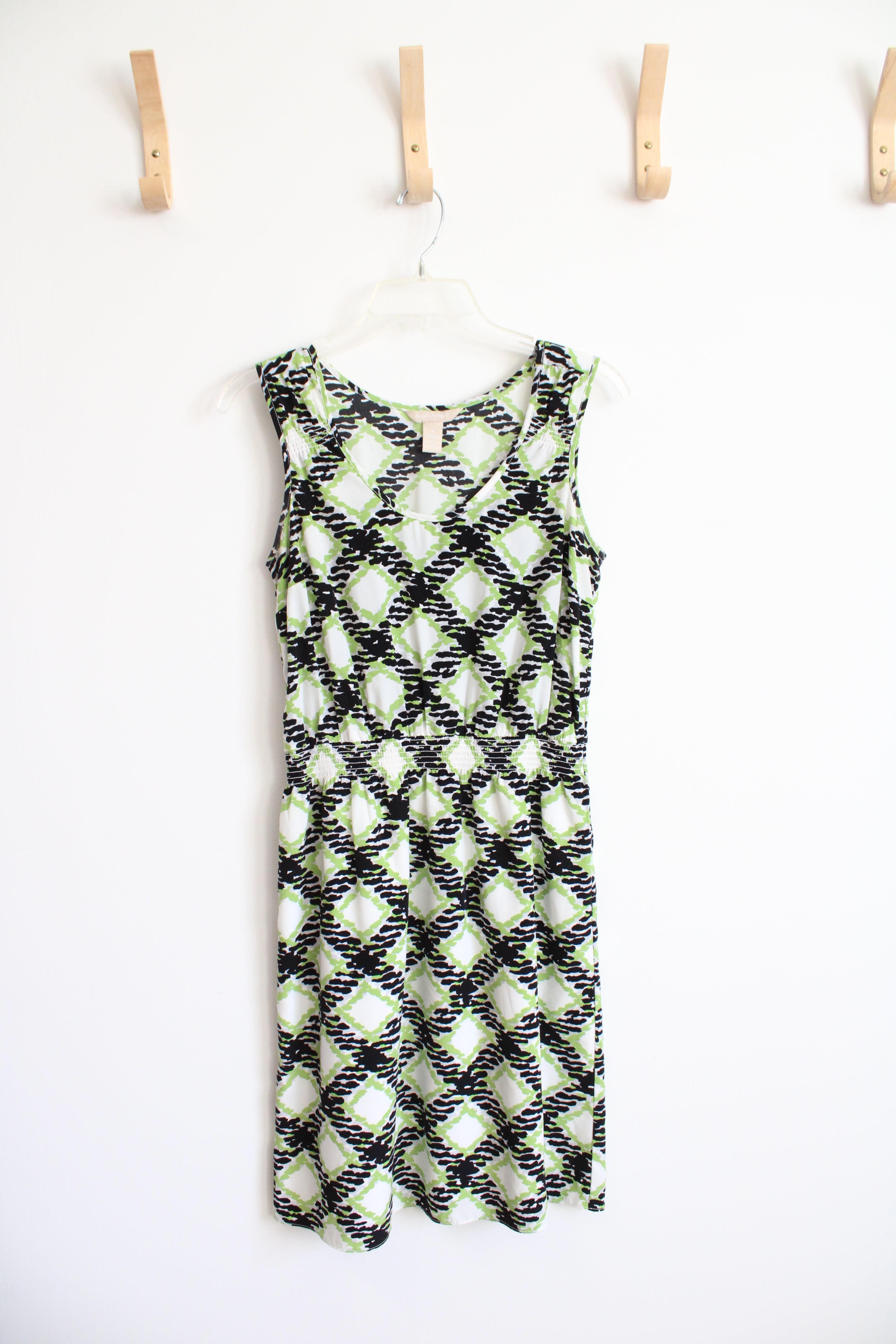 Banana Republic Green Black & White Patterned Dress | 4 Jubilee Thrift Banana Republic Green Black & White Patterned Dress | 4 Jubilee Thrift
