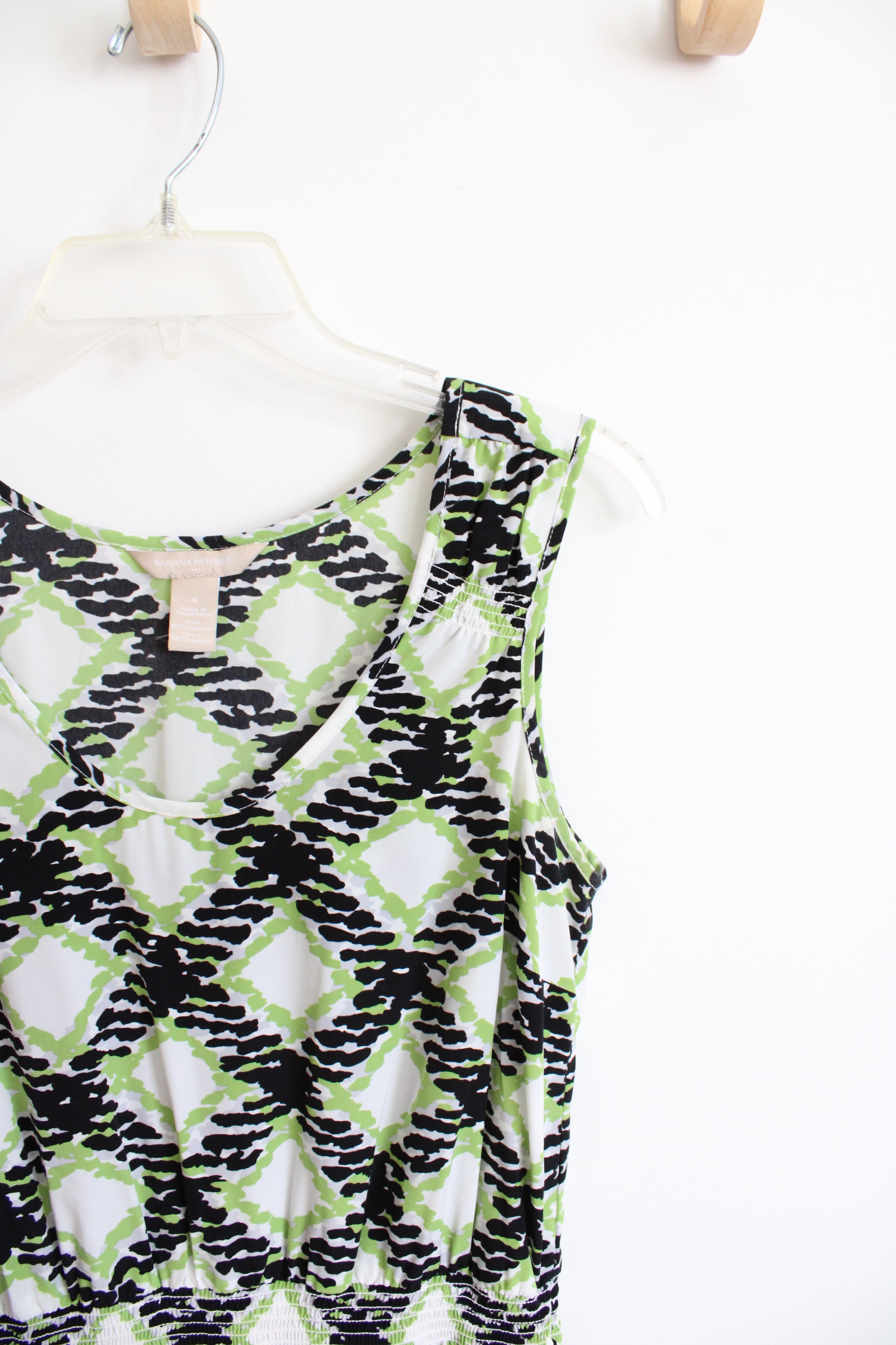 Banana Republic Green Black & White Patterned Dress