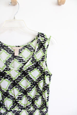 black tshirt dress Banana Republic Green Black & White Patterned Dress
