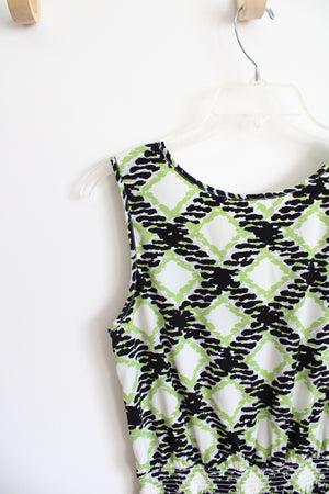 Banana Republic Green Black & White Patterned Dress