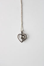 Hollow Heart Diamond Pendant Necklace