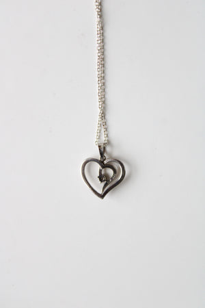 Hollow Heart Diamond Pendant Necklace