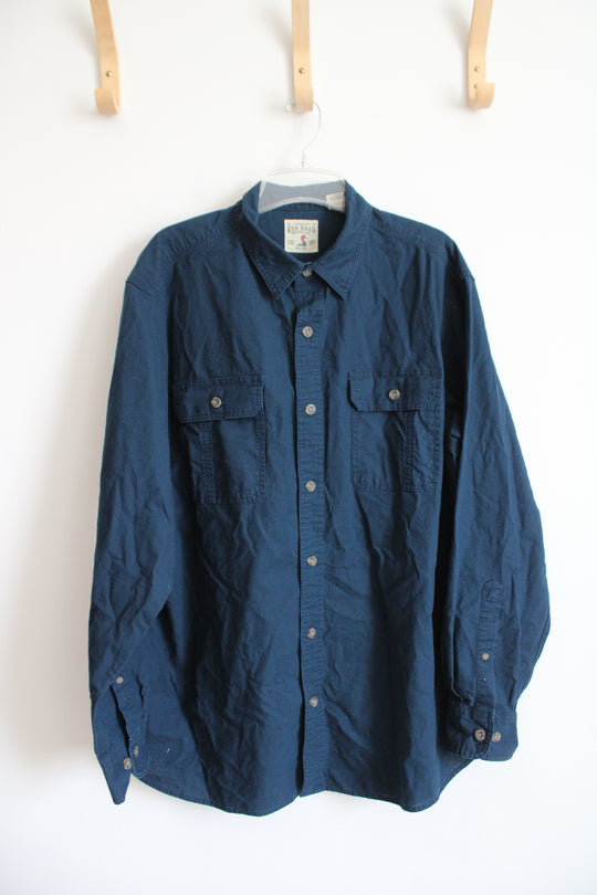 RedHead Navy Button Down Cotton Shirt | XL