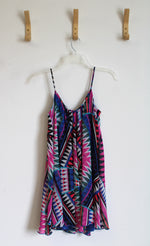 Express Knee Length Multi Geo Print Spaghetti Straps Dress | XS