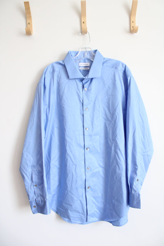 Calvin Klein Infinite Non-Iron Slim Fit Stretch Blue Button Down Shirt | 2XL