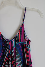 Express Knee Length Multi Geo Print Spaghetti Straps Dress | XS