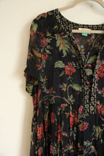 Maeve By Anthropologie Black Floral Chiffon Dress | 1X
