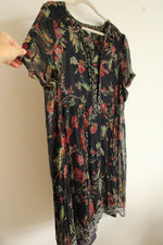 Maeve By Anthropologie Black Floral Chiffon Dress | 1X
