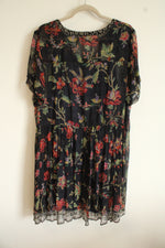 Maeve By Anthropologie Black Floral Chiffon Dress | 1X