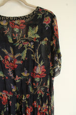 Maeve By Anthropologie Black Floral Chiffon Dress | 1X