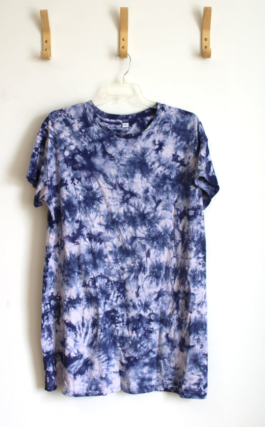 Old Navy Tie Dye Purple Short Sleeve Casual Weekend Dress | XL