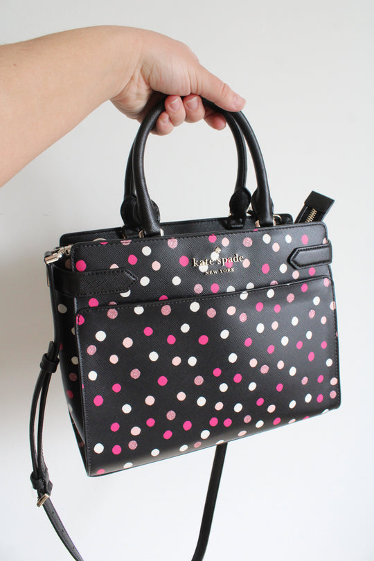 Kate Spade Staci Glimmer Pink Dotted Medium Satchel