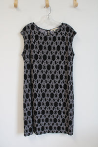Lark & Ro Black & White Woven Chain Link Patterned Dress | XL