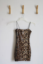 Square Neck Lace Back Leopard Sequin Mini Dress | XS