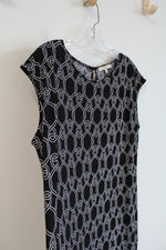 Lark & Ro Black & White Woven Chain Link Patterned Dress | XL