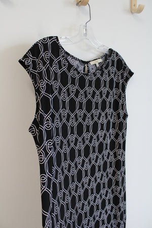 Lark & Ro Black & White Woven Chain Link Patterned Dress | XL